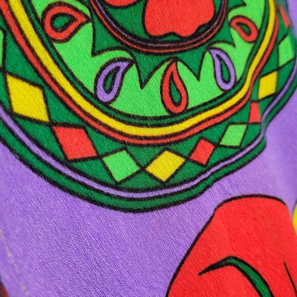 Vintage 70s Bright Floral Psychedelic Groovy Infinity Scarf - Picture 6 of 11